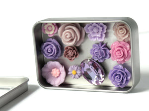 Purple Flower Magnet Set