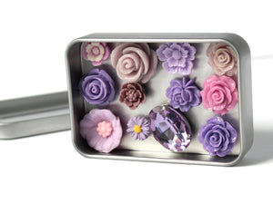 Purple Flower Magnet Set