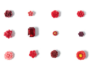 Red Flower Magnet Set