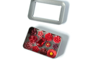 Red Flower Magnet Set