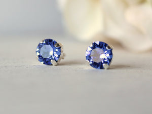 September Birthstone Stud Earrings in Sapphire Blue