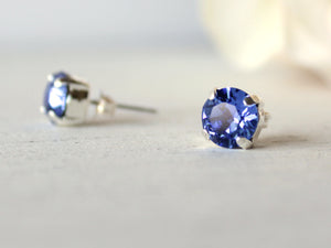 September Birthstone Stud Earrings in Sapphire Blue