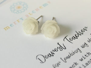 Flower Earrings Personalized Teacher Gift