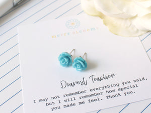 Flower Earrings Personalized Teacher Gift