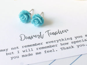 Flower Earrings Personalized Teacher Gift