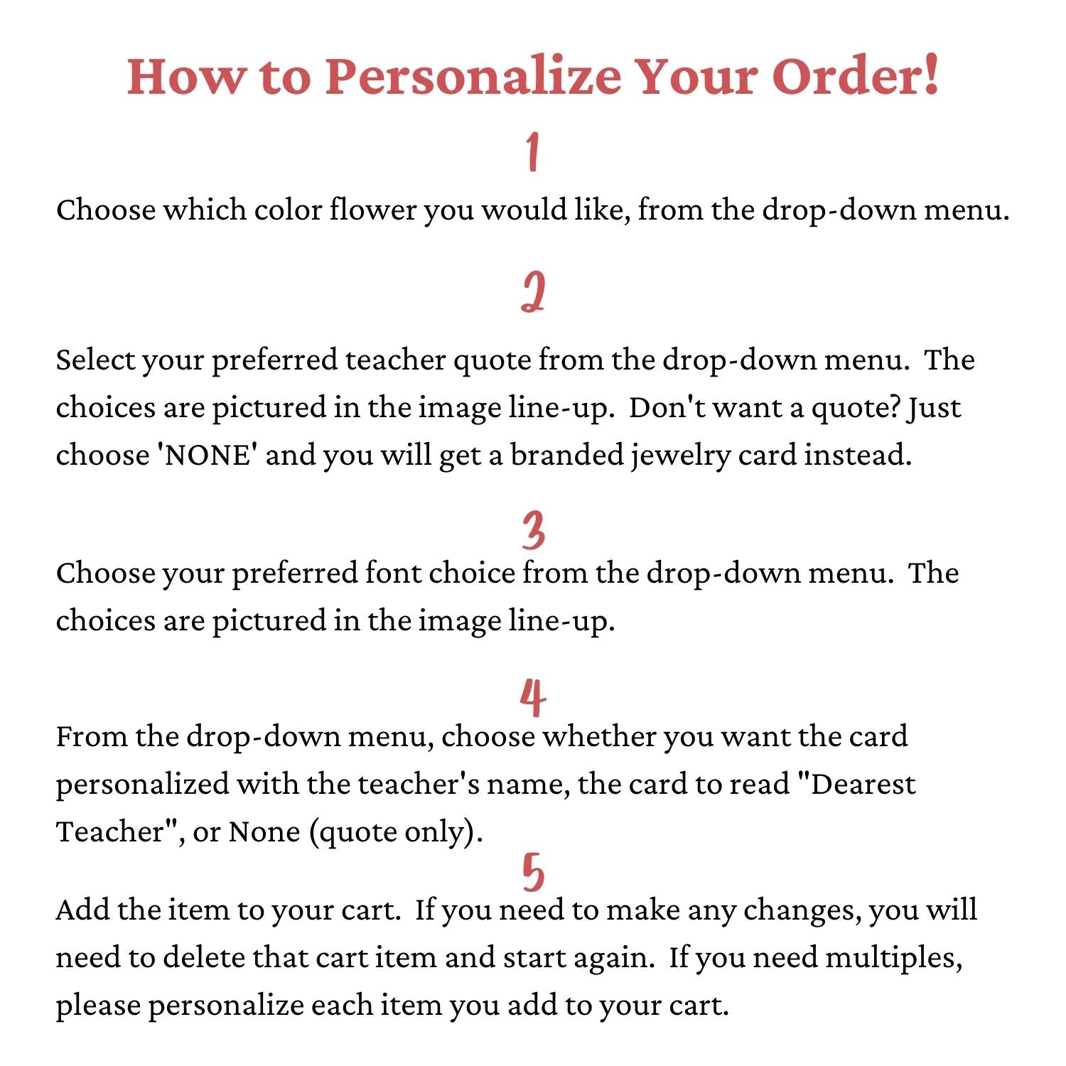 18" Flower Necklace Personalized Teacher Gift
