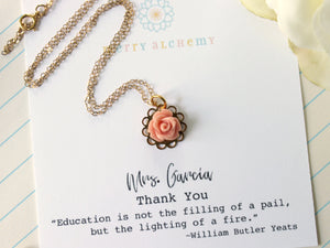 Flower Necklace Personalized Teacher Gift