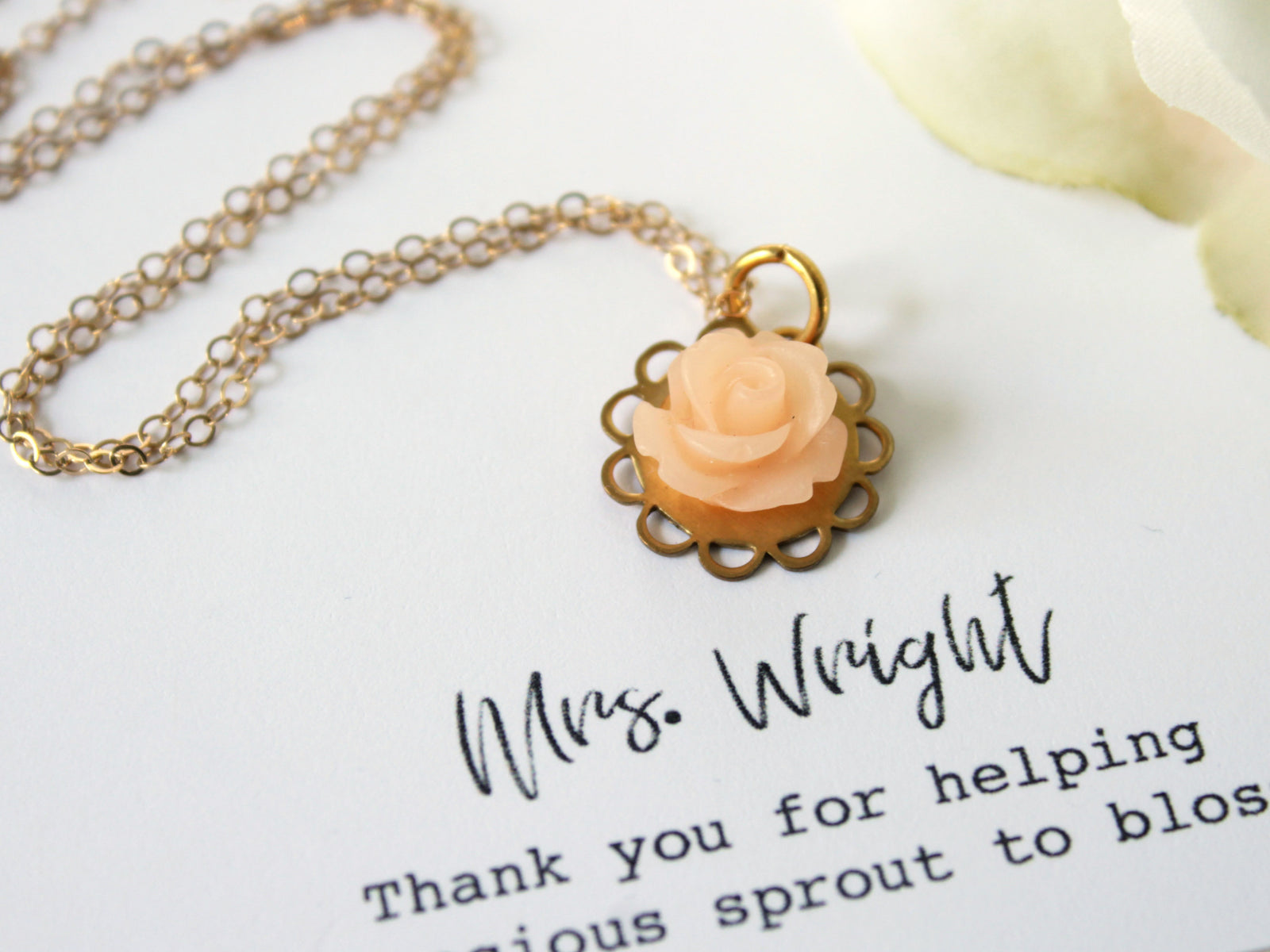 Flower Necklace Personalized Teacher Gift