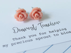 Flower Earrings Personalized Teacher Gift