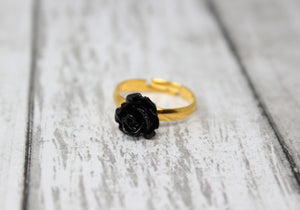 Tiny Petals Stacking Ring ~ Black Rose