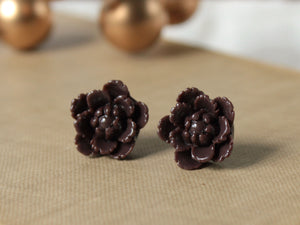 Espresso Brown Succulent Earrings