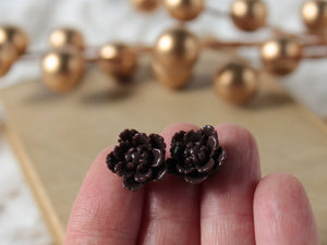 Espresso Brown Succulent Earrings