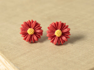 Red Daisy Earrings