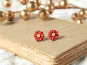 Red Daisy Earrings