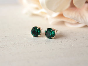 May Birthstone Stud Earrings in Emerald