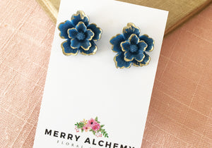 Large Single Bloom Studs in Blue Sakura