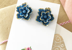 Large Single Bloom Studs in Blue Sakura