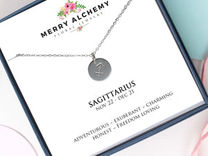 Sagittarius Zodiac Necklace in Sterling Silver