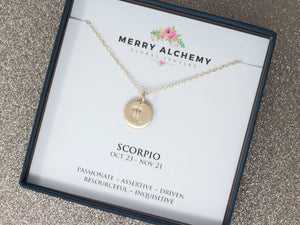 Scorpio Zodiac Necklace in Gold Fill