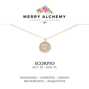 Scorpio Zodiac Necklace in Gold Fill