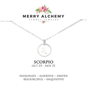 Scorpio Zodiac Necklace in Sterling Silver