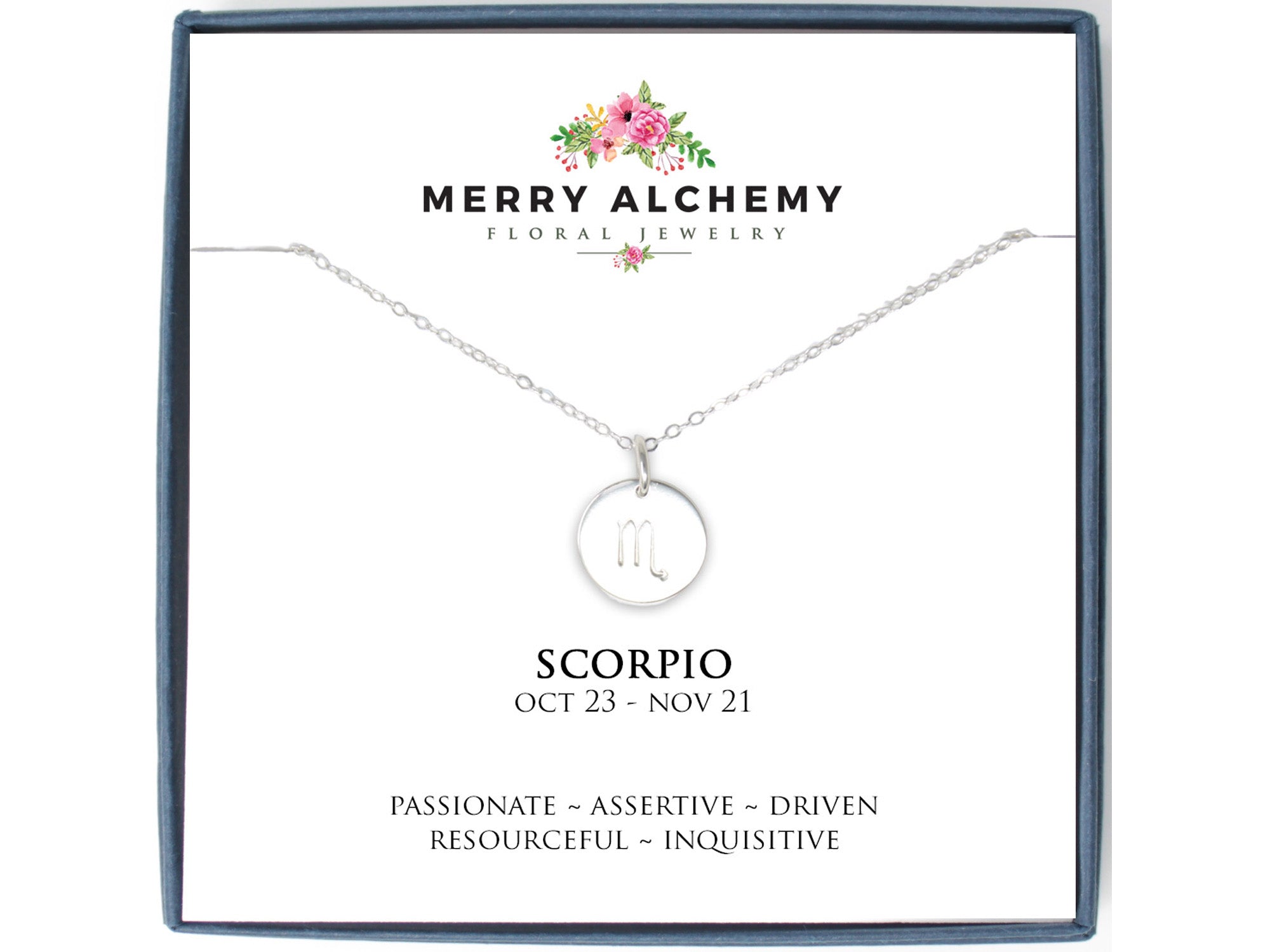 Scorpio Zodiac Necklace in Sterling Silver