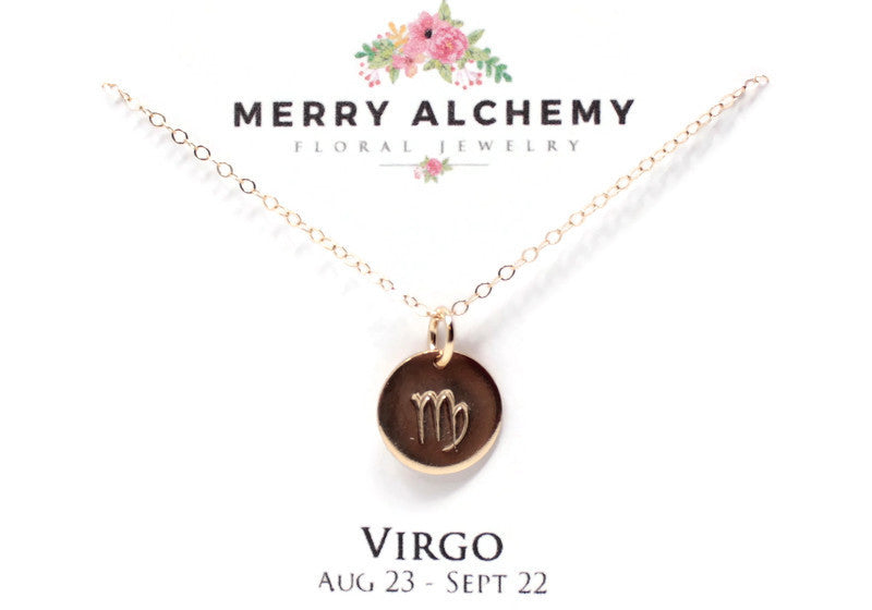 Virgo Zodiac Necklace in Gold Fill