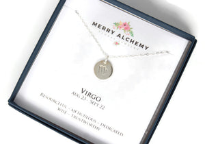 Virgo Zodiac Necklace in Sterling Silver