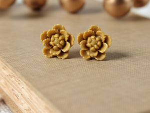 Mustard Yellow Succulent Earrings