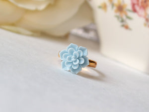 Succulent Ring in Powder Blue