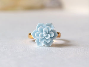 Succulent Ring in Powder Blue