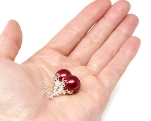 14mm White Christmas Ball Earrings