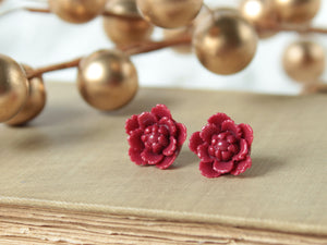 Berry Red Succulent Earrings