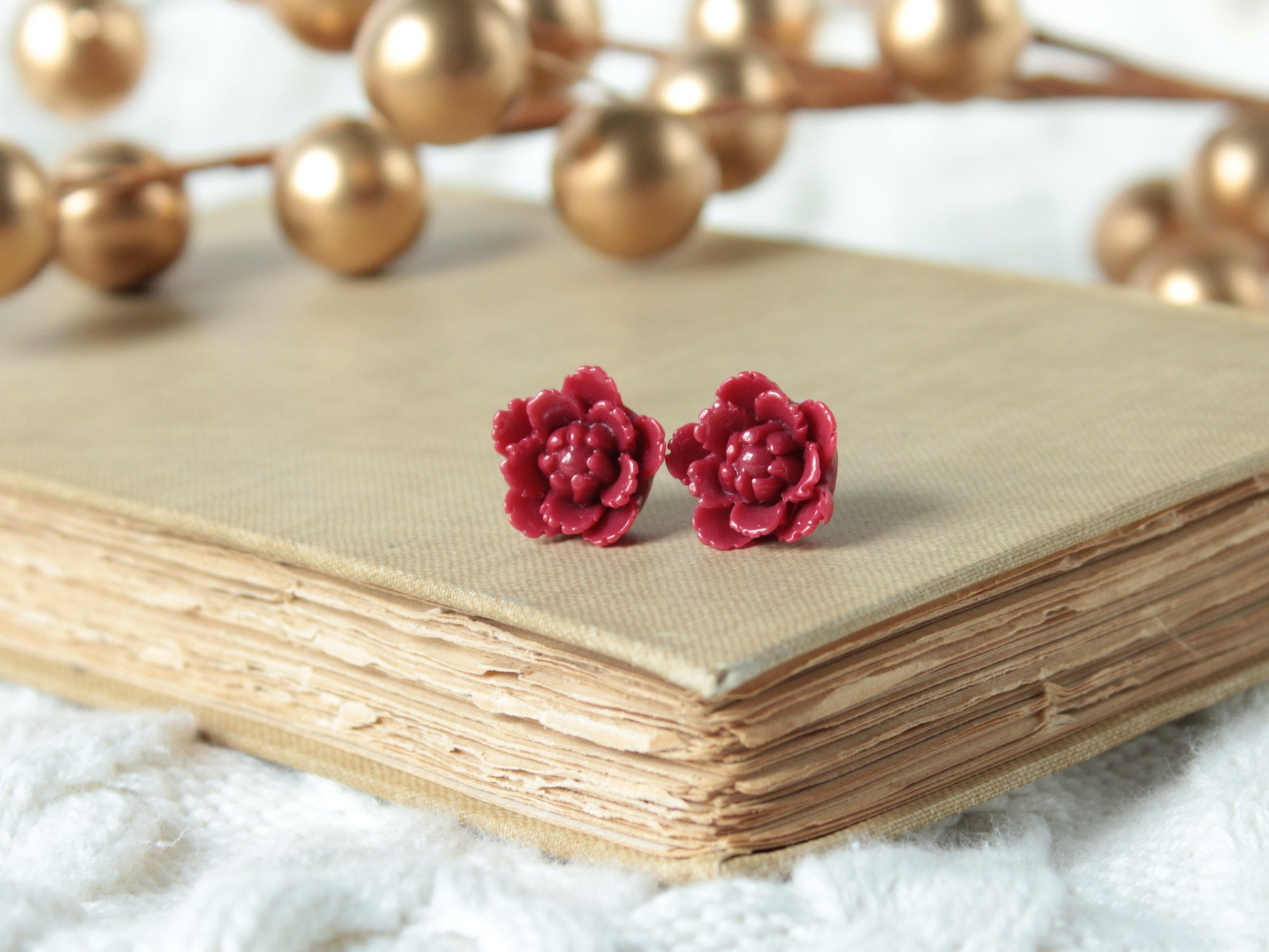 Berry Red Succulent Earrings