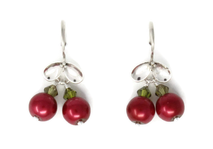 Holly Berry Earrings in Silver