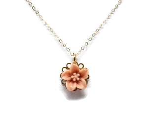 Tiny Petals Layering Necklace 18" ~ Dusk Pink Lily