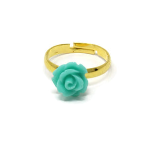 Tiny Petals Stacking Ring ~ Sea Foam Rose