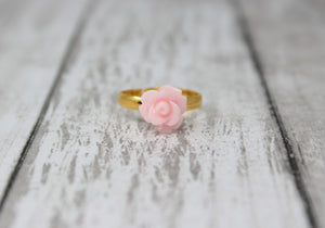 Tiny Petals Stacking Ring ~ Baby Pink Rose