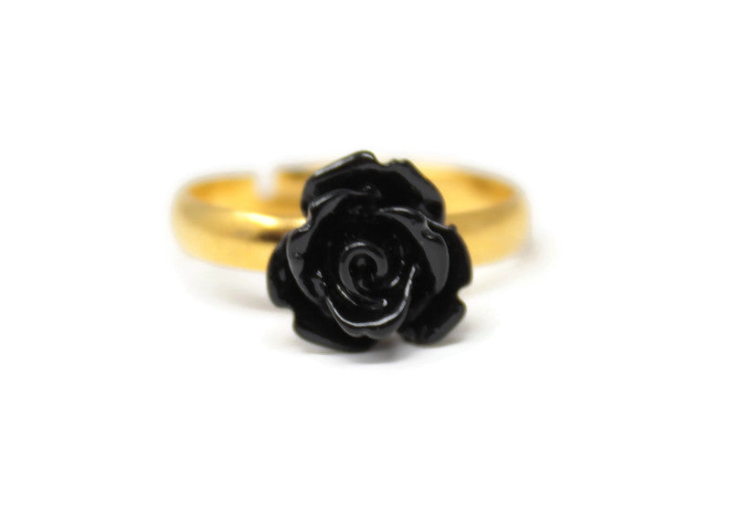 Tiny Petals Stacking Ring ~ Black Rose