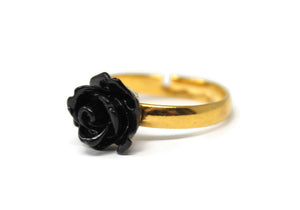 Tiny Petals Stacking Ring ~ Black Rose