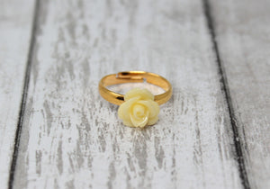 Tiny Petals Stacking Ring ~ Butter Yellow