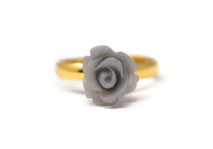 Tiny Petals Stacking Ring ~ Frosted Gray Rose