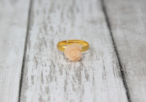 Tiny Petals Stacking Ring ~ Frosted Peach Rose