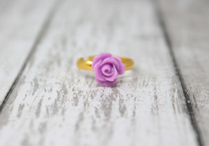 Tiny Petals Stacking Ring ~ Light Purple Rose