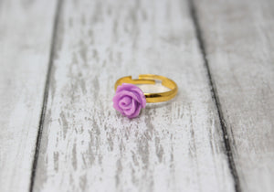 Tiny Petals Stacking Ring ~ Light Purple Rose