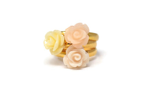 Tiny Petals Stacking Ring ~ Frosted Peach Rose