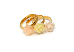 Tiny Petals Stacking Ring ~ Frosted Peach Rose