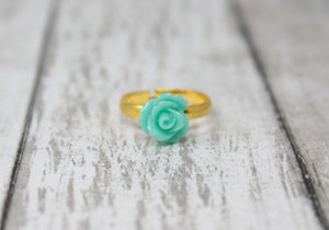 Tiny Petals Stacking Ring ~ Sea Foam Rose