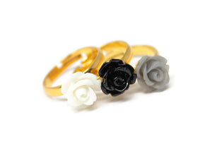 Tiny Petals Stacking Ring ~ White Rose