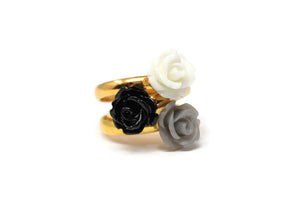 Tiny Petals Stacking Ring ~ White Rose